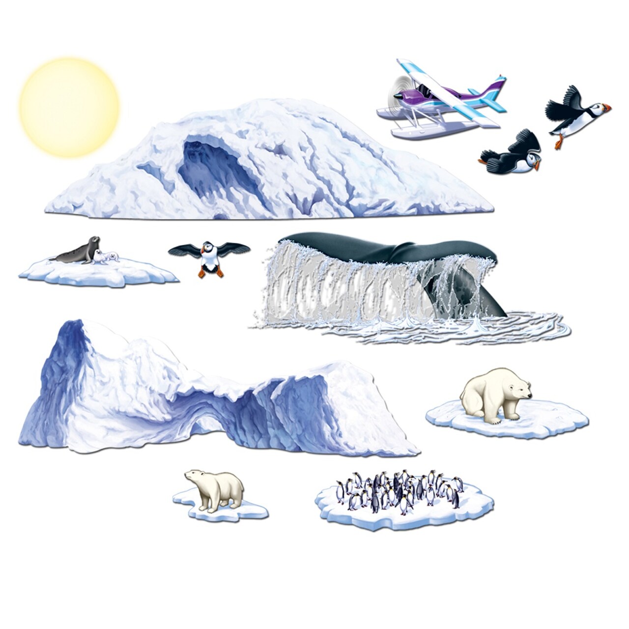 Party Central Club Pack of 144 Blue and White Nautical Arctic Iceberg Wall Decors 59"
